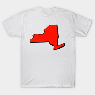 Bright Red New York Outline T-Shirt